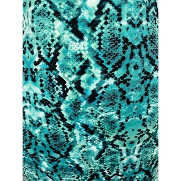 Liz Claiborne Skirt size 6 Teal Black Faux Snake Skin Pencil Stretch Knee Career - Picture 4 of 10